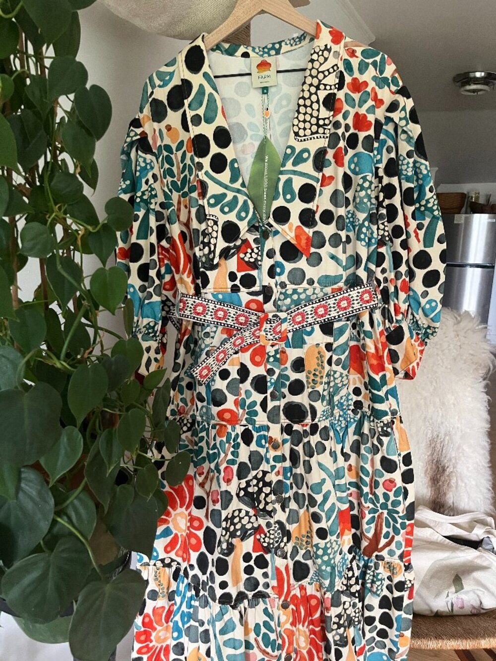 FARM Rio Mushroom Forest Canvas Dress Off White XL NWT Sold Out - Picture 4 of 10